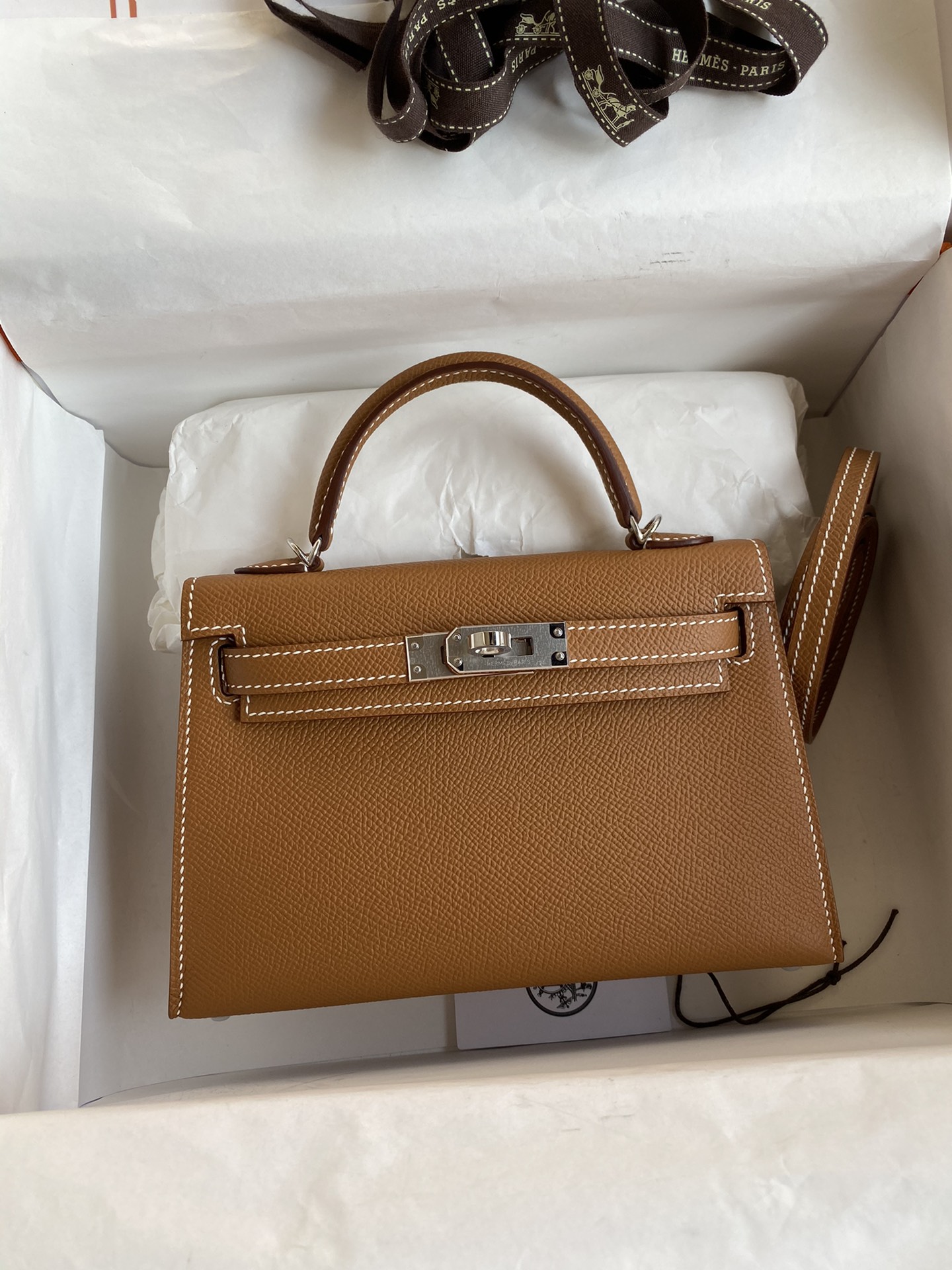 Hermes Kelly Mini II Bag 19CM In Brown Epsom Leather